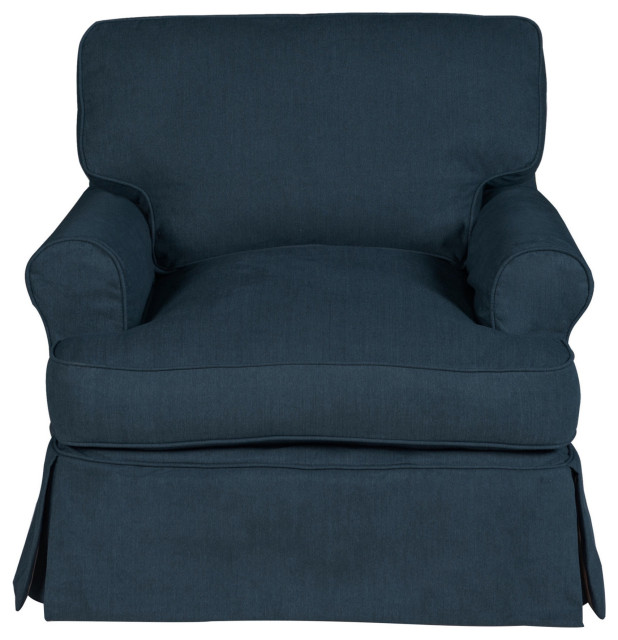 Horizon Slipcovered T Cushion Chair Performance Fabric Navy Blue