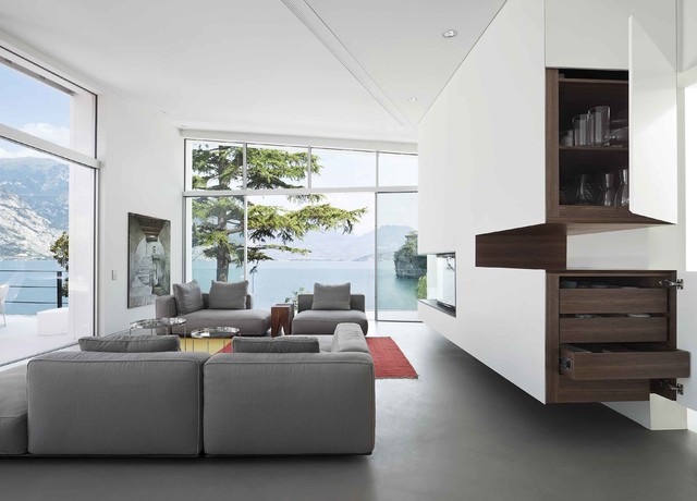 Holzkamine contemporary-vardagsrum
