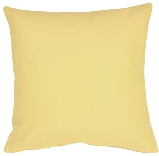 Pillow Decor - Sunbrella Solid Color Outdoor Pillow, Cornsilk, 20" X 20"
