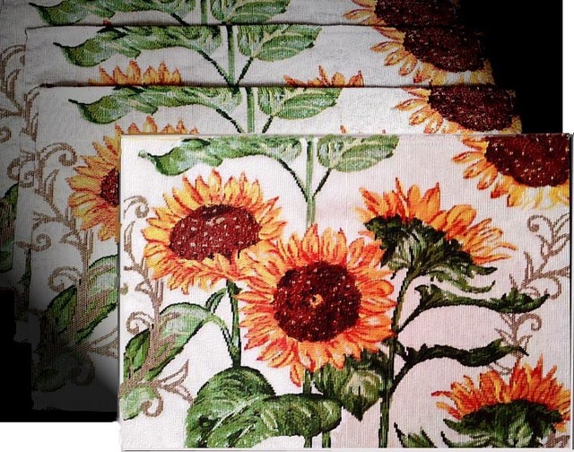 Sunflower 4 Piece Woven Tapestry Placemat Set Traditional Placemats