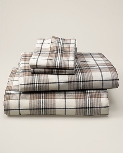 5.4-Ounce Flannel Patterned Sheet Set, Taupe