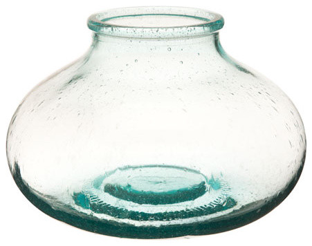 Recycled Glass Shallow Bottle Vase