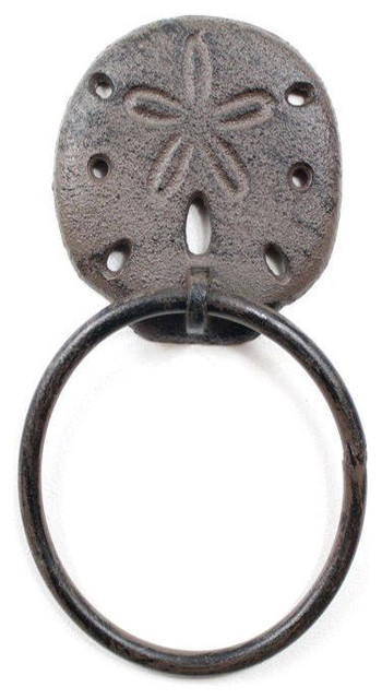Cast Iron Decorative Sand Dollar Towel Holder 8 Beach Style