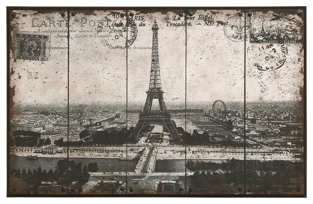 Wall Art of Postcard Style Paris Eiffel Tower