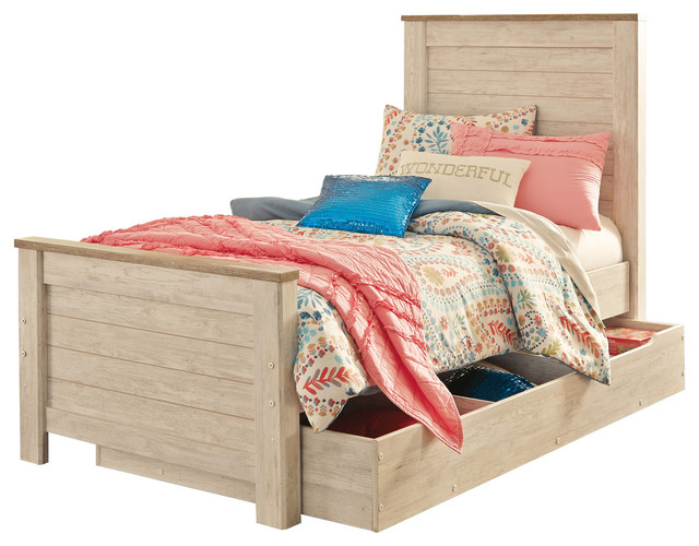 Ashley Willowton Twin Trundle Bed White Transitional Kids