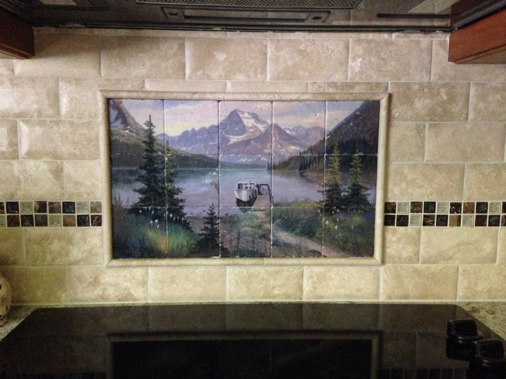 Mountain style kitchen photo in Denver