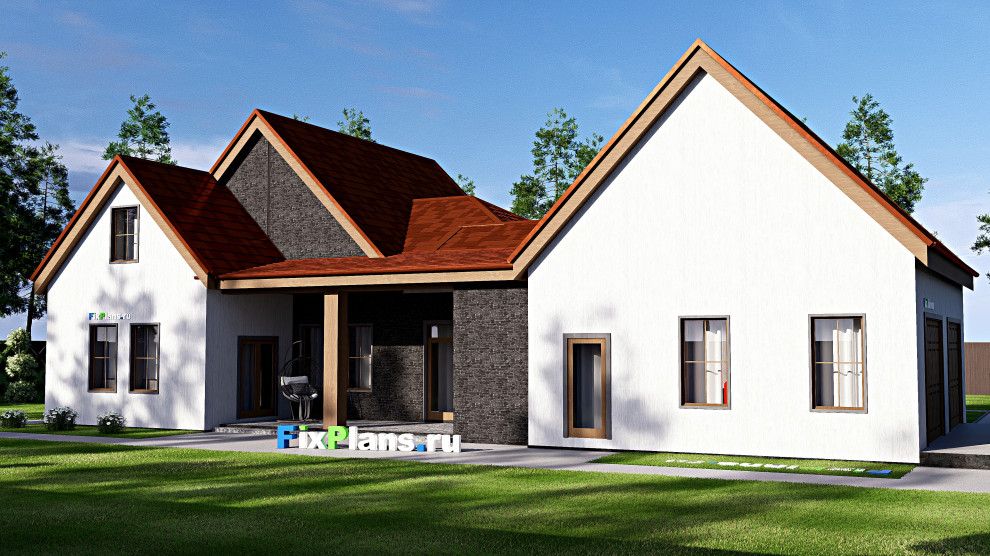 Проект дома с мансардой 14х23 м S254м2 F-17288