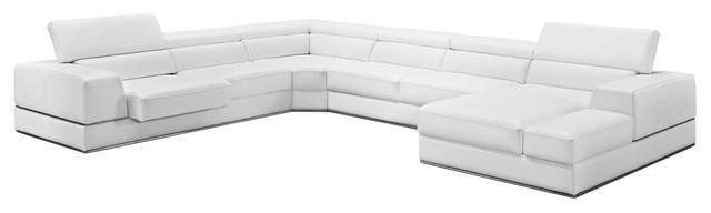 Vig Furniture Divani Casa Pella Modern White Bonded Leather Sectional Sofa