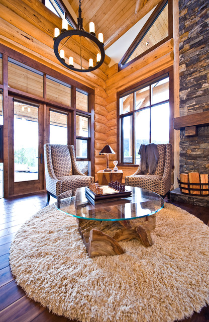 Okanagan Log Home montagne-salon