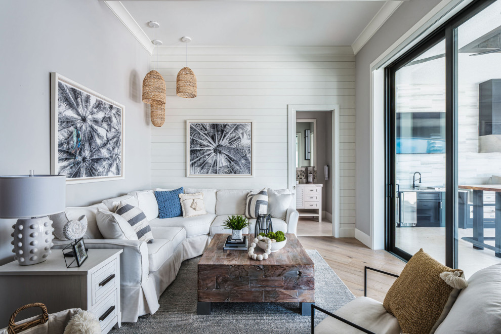 Photo of a coastal living room in Miami.