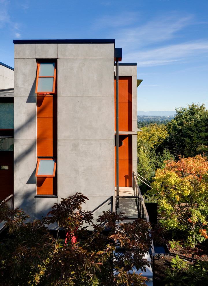 Design ideas for a contemporary concrete exterior in Seattle.