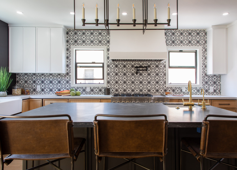 Kitchen - light wood floor kitchen idea in Los Angeles