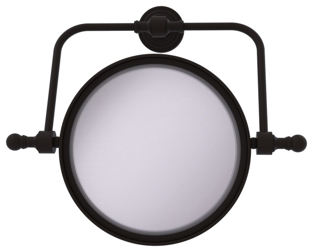 Retro Wave Wall-Mount Makeup Mirror, 8" Dia, 5X Magnification, Oil Rubbed Bronze