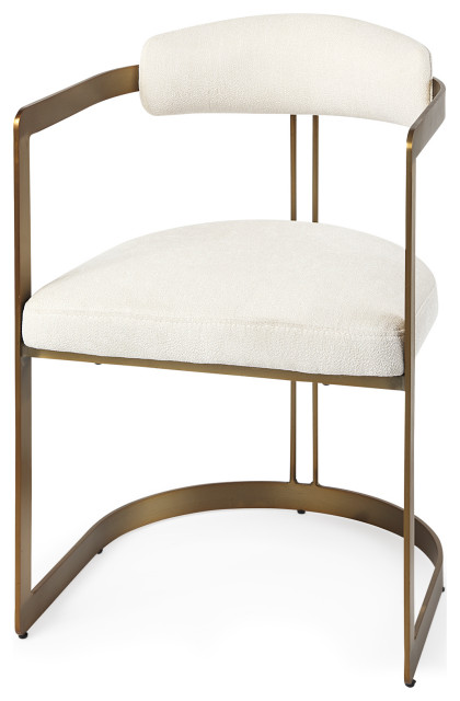 Hollyfield 20.5 x 21.3 x 29.5 Cream Fabric Seat, Gold Iron Frame Dining Chair