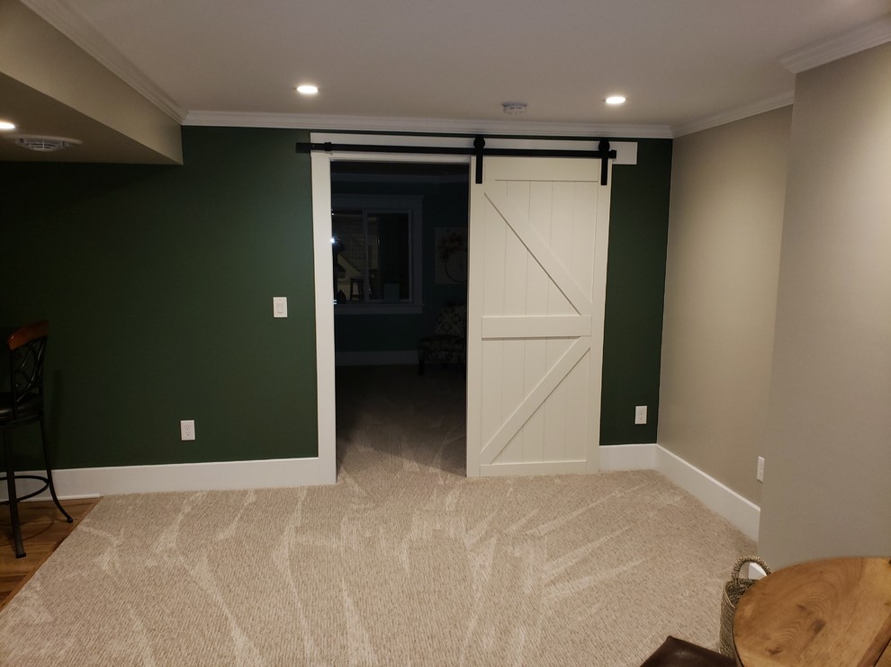 Inspiration for a transitional basement remodel in Boston