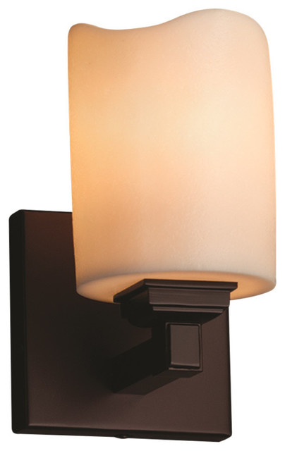 Cylinder with Metal Rim Faux Candle Shade in Cream Era 2-Light Bath Bar LED Dark Bronze Finish CandleAria
