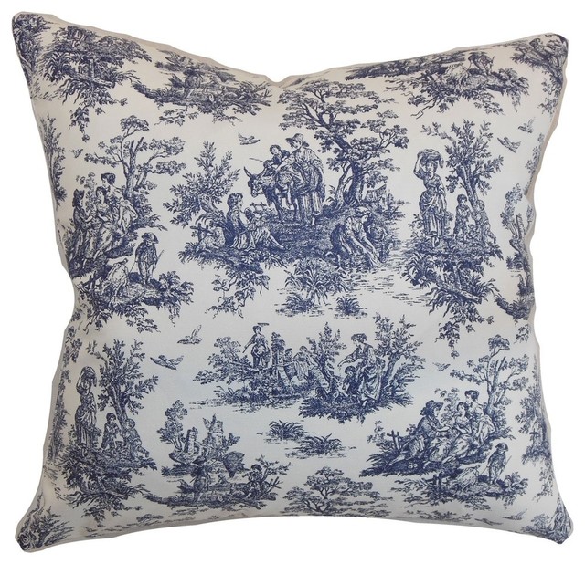 Lalibela Toile Pillow Blue Farmhouse Decorative Pillows By