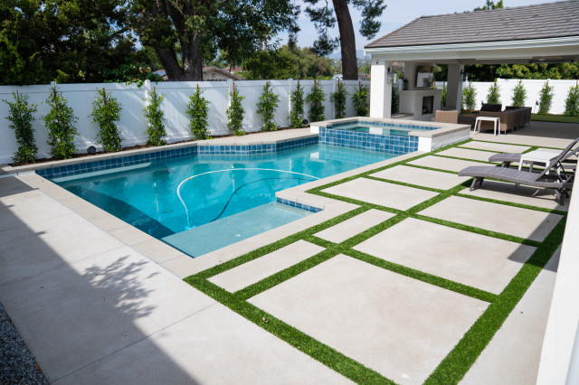 Poolside Grid and Tranquil Blue transitional-swimming-pool