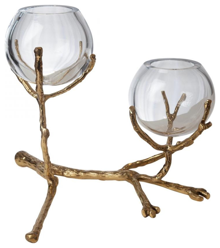 Twig 2 Brass Vase Holder Contemporary Vases by Lighting