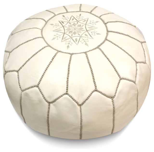 Moroccan Leather Stuffed Pouf Mediterranean Floor Pillows And Poufs