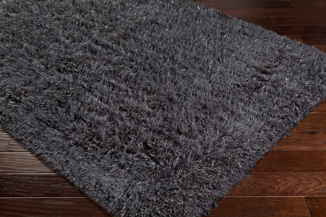 Glamour Shag Black, Metallic - Silver Area Rug - Contemporary - Area ...