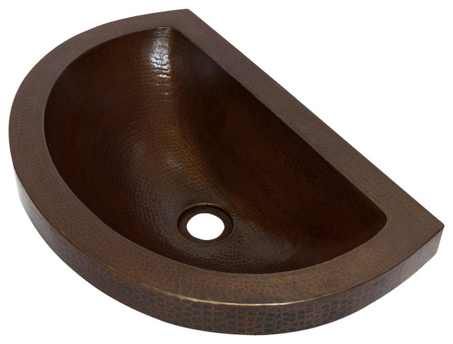 Oval Raised Profile Bathroom Copper Sink With Apron