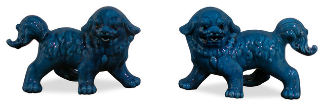 Porcelain Blue Foo Dogs
