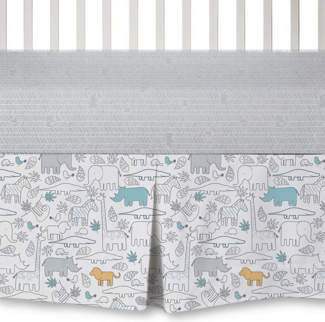 4Piece Crib Bedding Set, Safari Contemporary Crib Bedding Sets