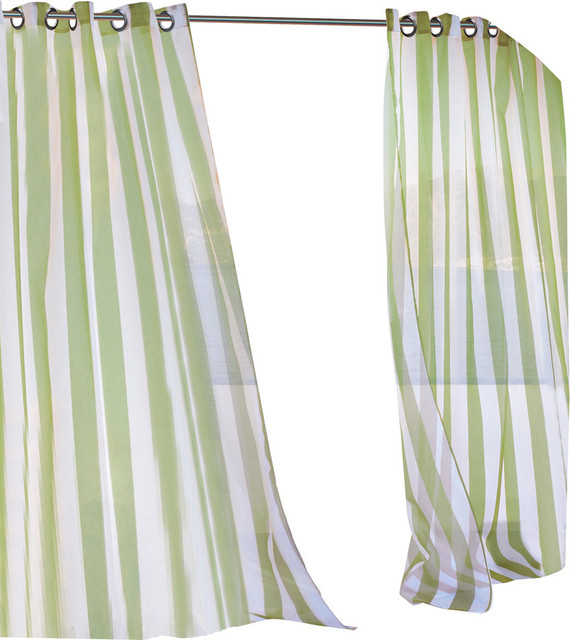 Outdoor Decor Escape Sheer Stripe Grommet Top Curtain Panel Green 54 X84 Outdoor Decor Escape Sheer Stripe Grommet Top Curtain Panel Green 54 X84