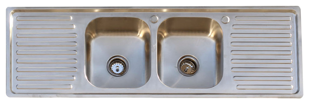 304 Stainless Steel Vintage Style Farm Sink Stamp Metal Double