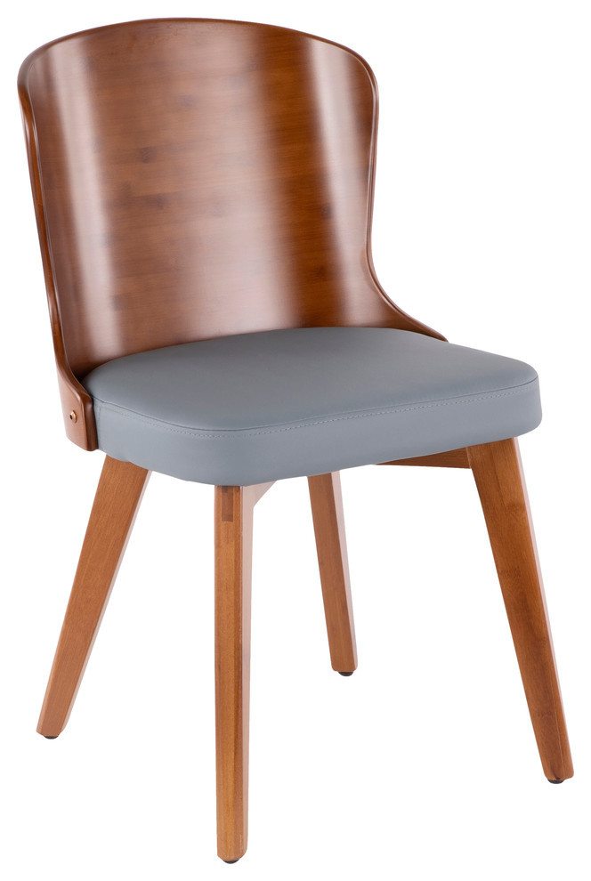 Lumisource Bocello Chair, Walnut and Gray PU Leather