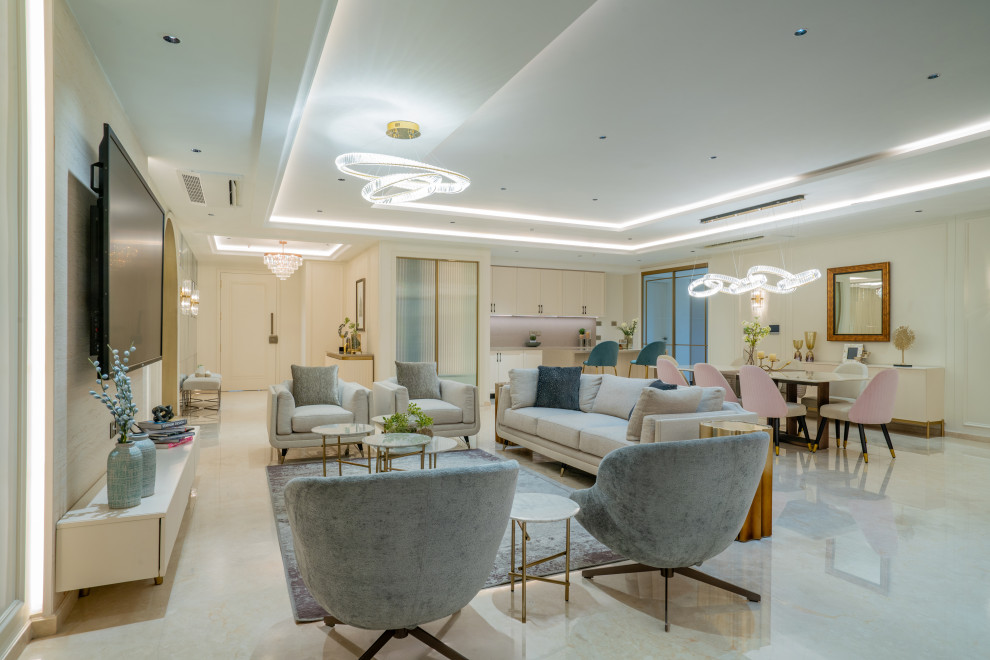 This is an example of a modern living room in Hyderabad.