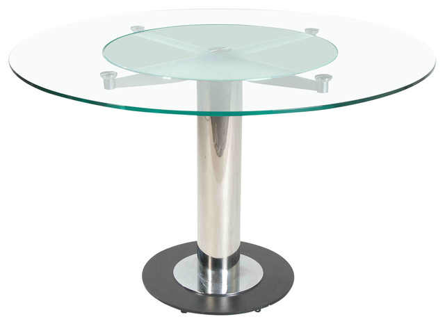 Fiore Round Glass Dining Table, Contemporary Round Glass Dining Table