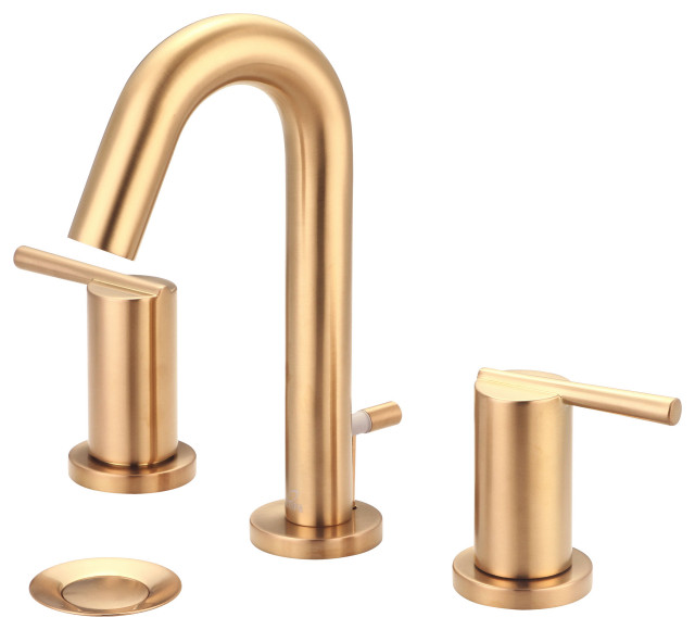 i2v Two Handle Widespread Bathroom Faucet, Brushed Gold, Brass Pop-Up Drain