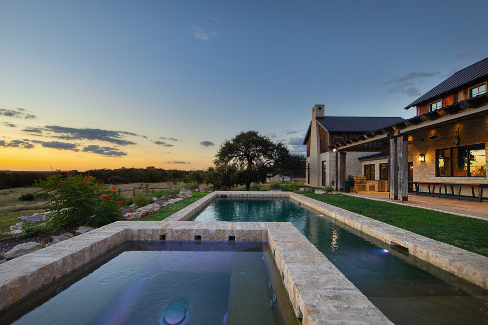 Inspiration for a rustic pool remodel in Austin