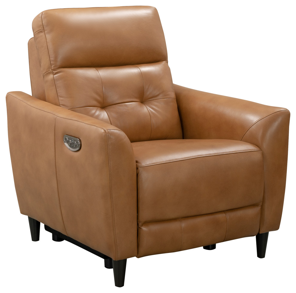 Jasone Leather Power Recliner With Power Headrest Midcentury