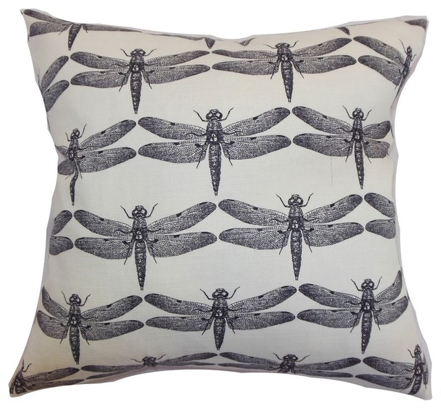 Nkan Dragonfly Pillow Black 18"x18"