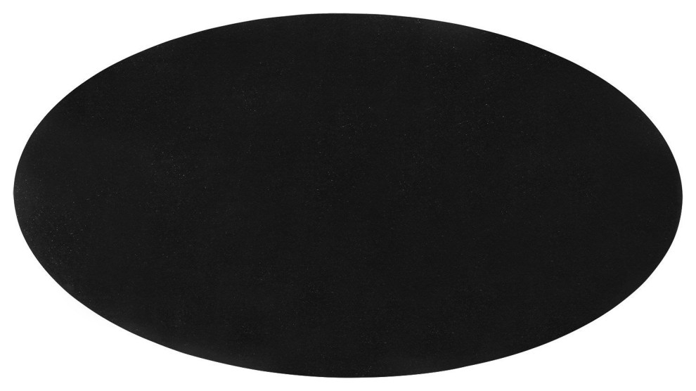 Stockholm 95" Oval Dining Table Top,Black And Gold Modern Table