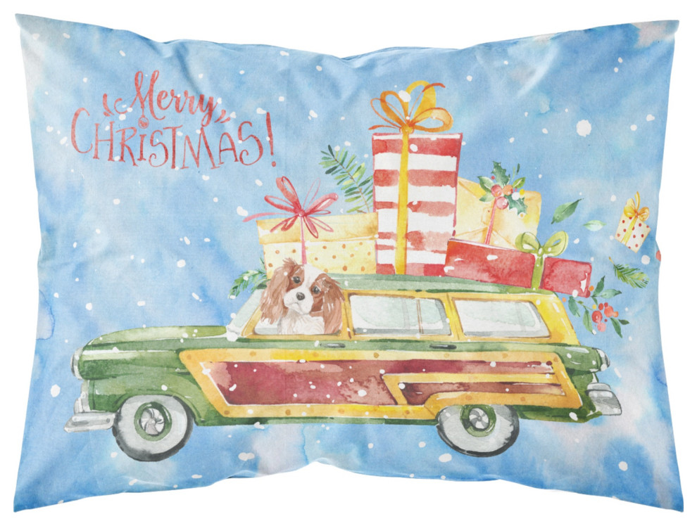 Merry Christmas Blenheim Cavalier Spaniel Fabric Standard Pillowcase