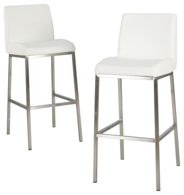 Gdf Studio Jalen White Leather Bar, White Leather Bar Stools With Arms