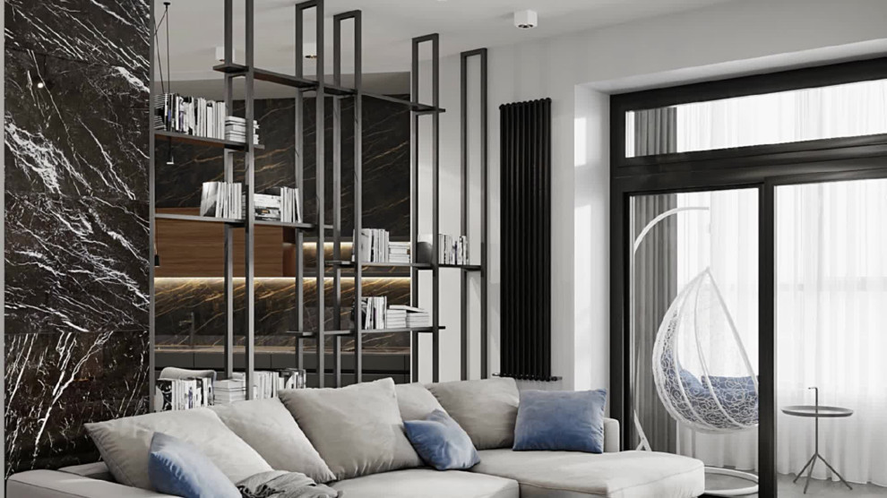 Интерьер квартиры в современном стиле, ЖК «Остров», 90 кв.м.