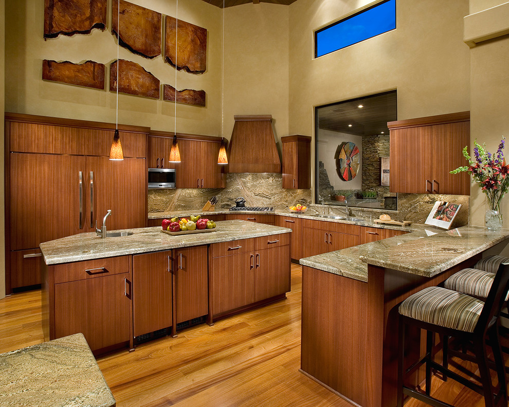 Contemporary kitchen in Phoenix with granite benchtops.