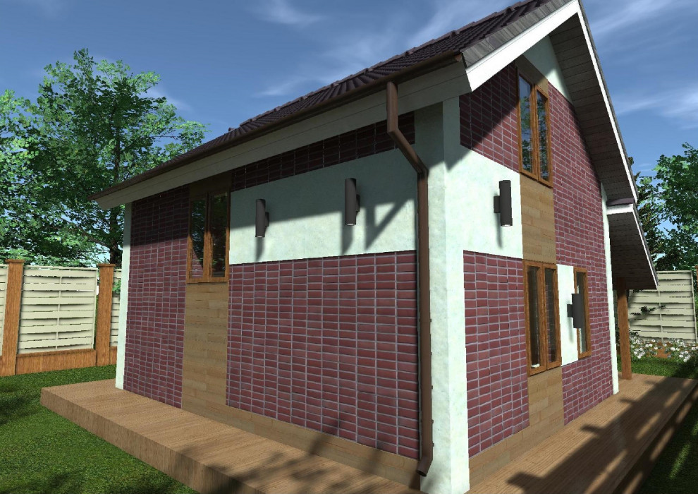 Двухэтажный дачный дом 6*7  105 квадратных метров из газобетона под ключ