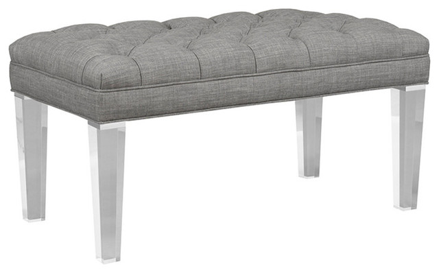 Kendall Acrylic Leg Bench Navy Transitional Upholstered