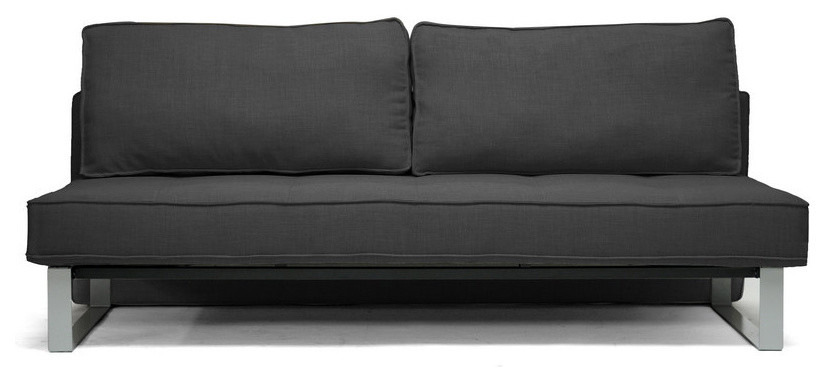 Modern Sofa Bed in Charcoal Gray Linen