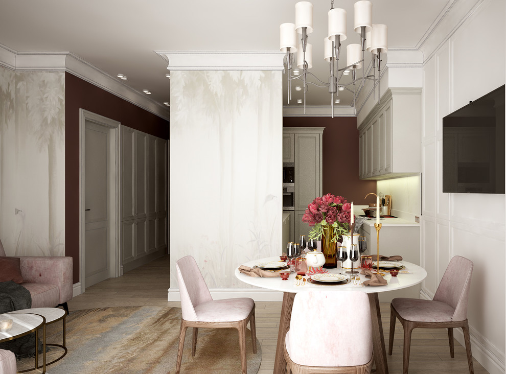 Marsala and Marble Интерьер квартиры для семьи с двумя дочками.