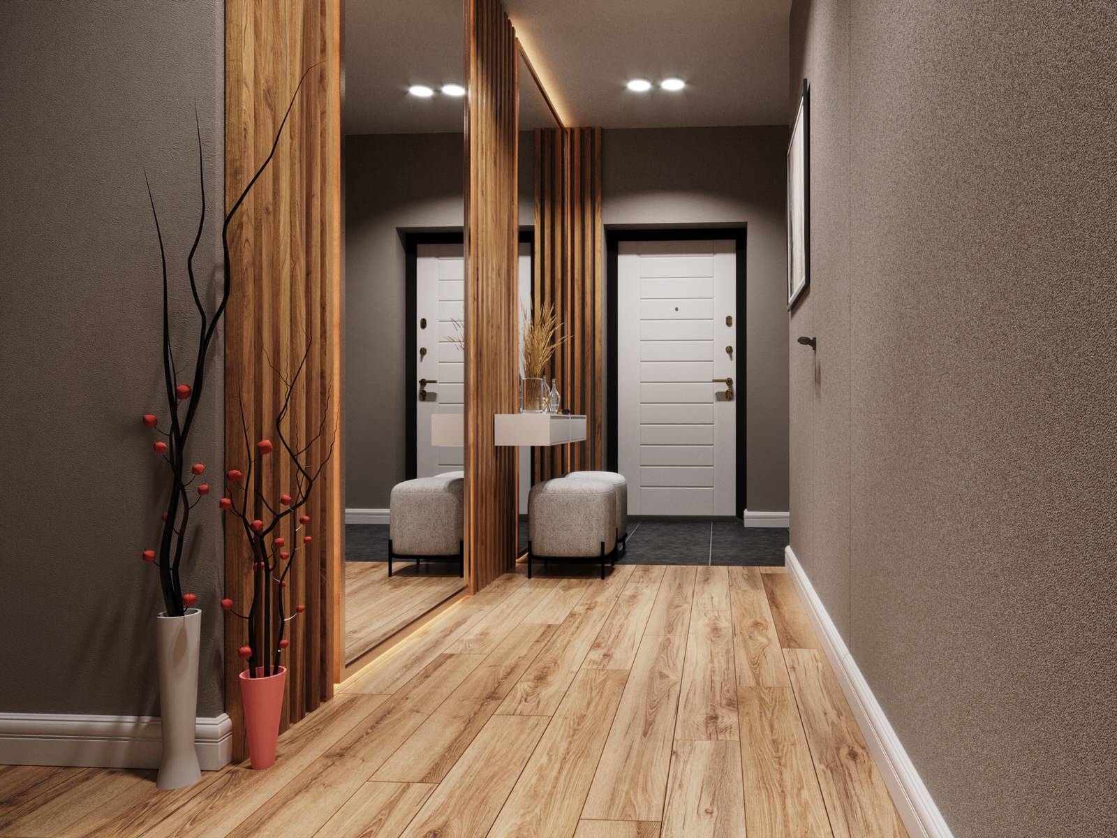 Визуализация спальни и коридора