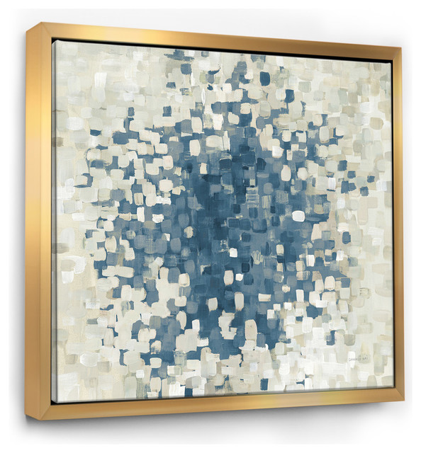 Designart Geometric Blue Spots Modern Framed Wall Art Contemporary Prints And Posters By Design Usa Houzz - Blue Wall Art Framed