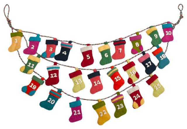 Handmade Hand Felted Wool Little Stockings Advent Calendar