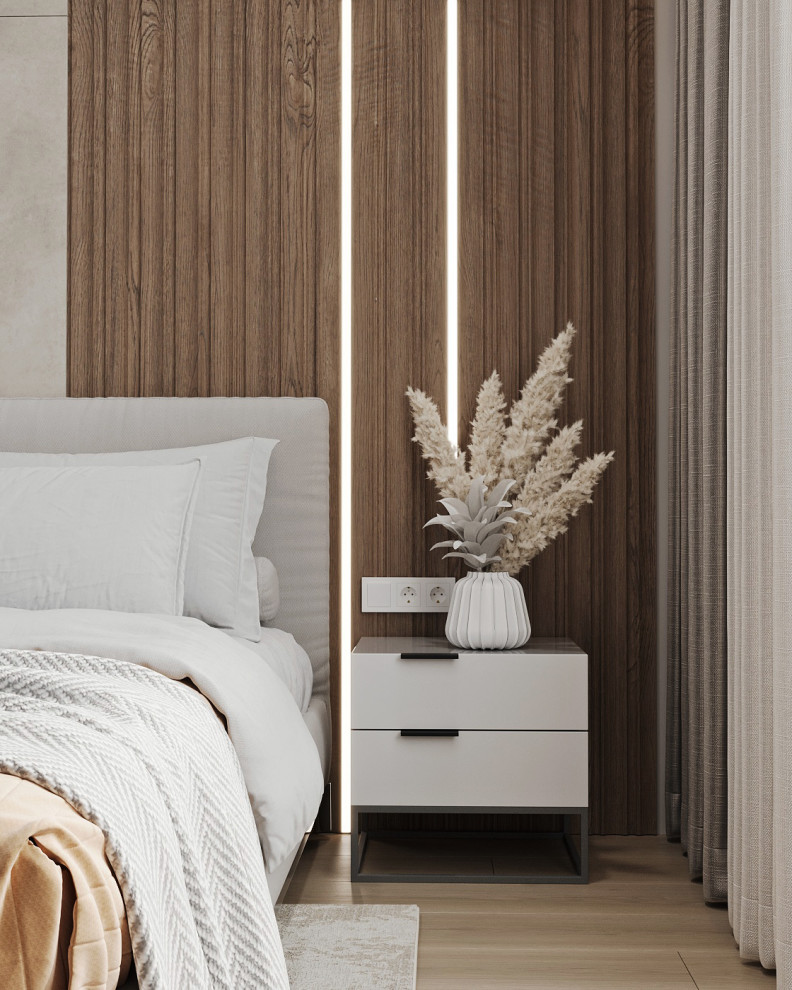 спальная с выделенной гардеробной из проекта двухкомнатной квартиры